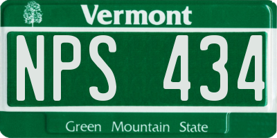 VT license plate NPS434