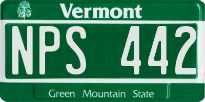 VT license plate NPS442