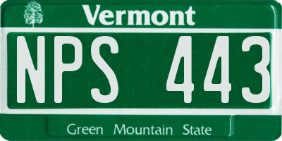 VT license plate NPS443