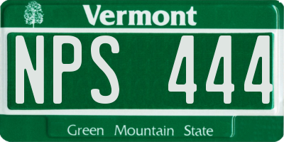 VT license plate NPS444