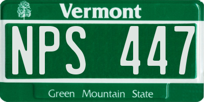 VT license plate NPS447