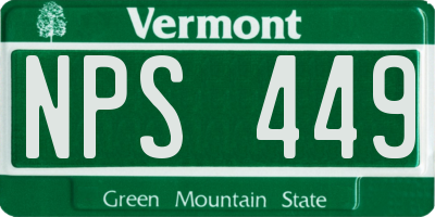 VT license plate NPS449