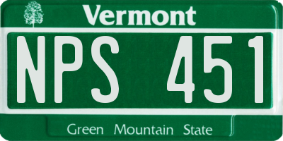 VT license plate NPS451