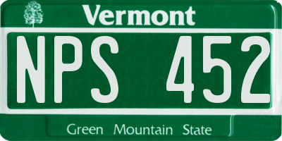 VT license plate NPS452