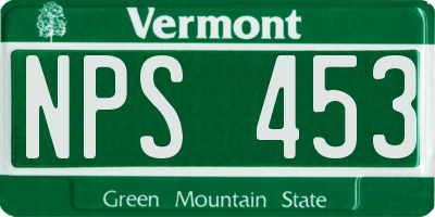 VT license plate NPS453
