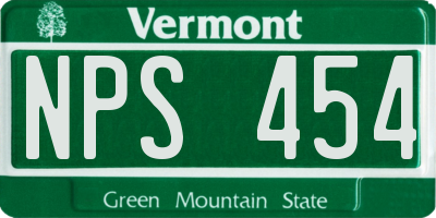 VT license plate NPS454