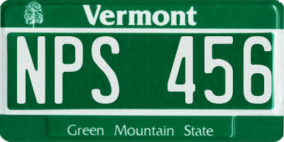 VT license plate NPS456