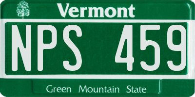VT license plate NPS459