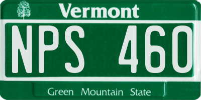 VT license plate NPS460