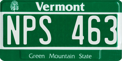 VT license plate NPS463