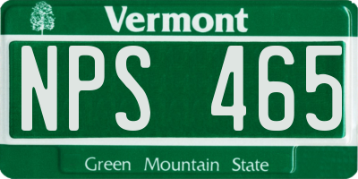 VT license plate NPS465