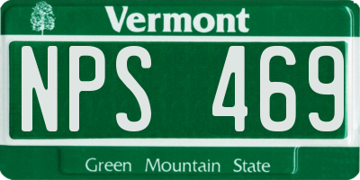 VT license plate NPS469