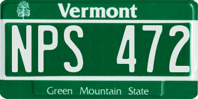 VT license plate NPS472