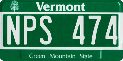 VT license plate NPS474
