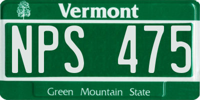 VT license plate NPS475