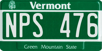 VT license plate NPS476