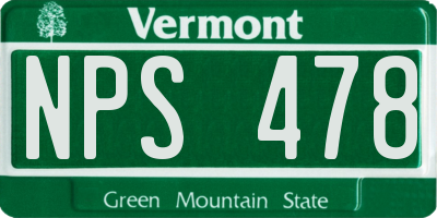 VT license plate NPS478