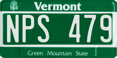 VT license plate NPS479