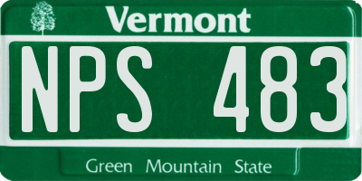 VT license plate NPS483
