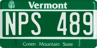 VT license plate NPS489