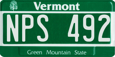 VT license plate NPS492