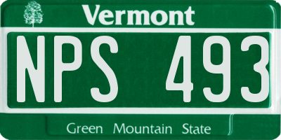 VT license plate NPS493