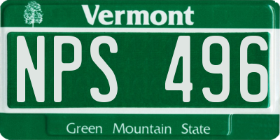 VT license plate NPS496