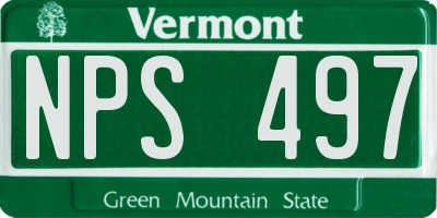 VT license plate NPS497