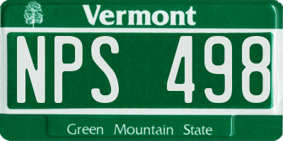 VT license plate NPS498
