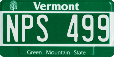 VT license plate NPS499