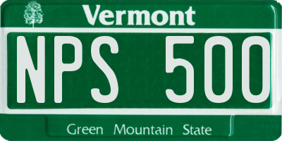 VT license plate NPS500