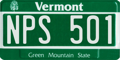 VT license plate NPS501