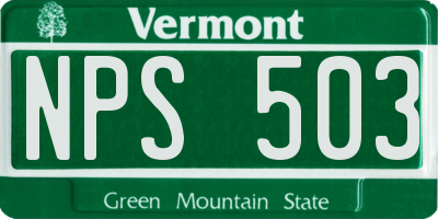 VT license plate NPS503