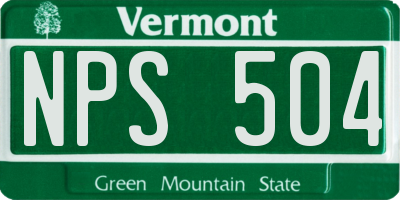 VT license plate NPS504