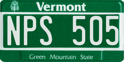 VT license plate NPS505