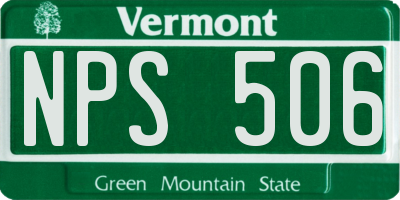 VT license plate NPS506