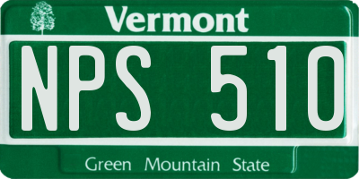 VT license plate NPS510