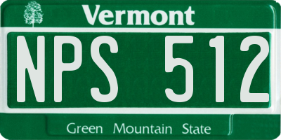 VT license plate NPS512