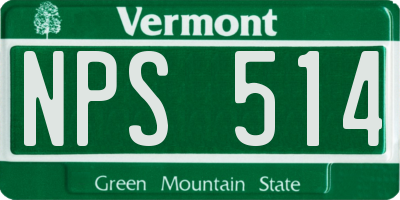 VT license plate NPS514