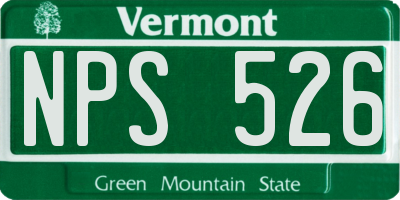 VT license plate NPS526