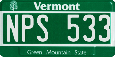 VT license plate NPS533