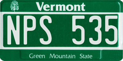 VT license plate NPS535