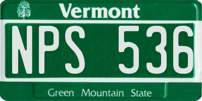 VT license plate NPS536