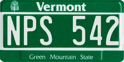 VT license plate NPS542