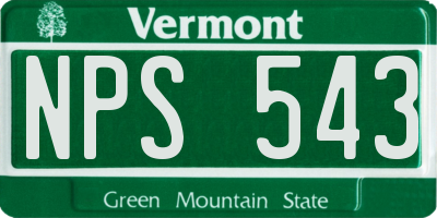 VT license plate NPS543