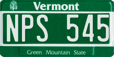 VT license plate NPS545