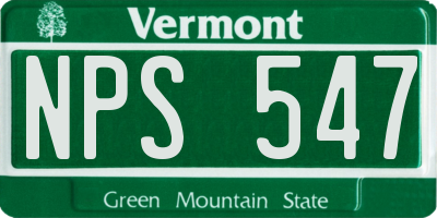 VT license plate NPS547
