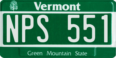 VT license plate NPS551
