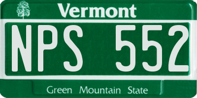 VT license plate NPS552
