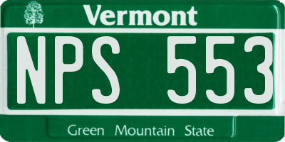VT license plate NPS553